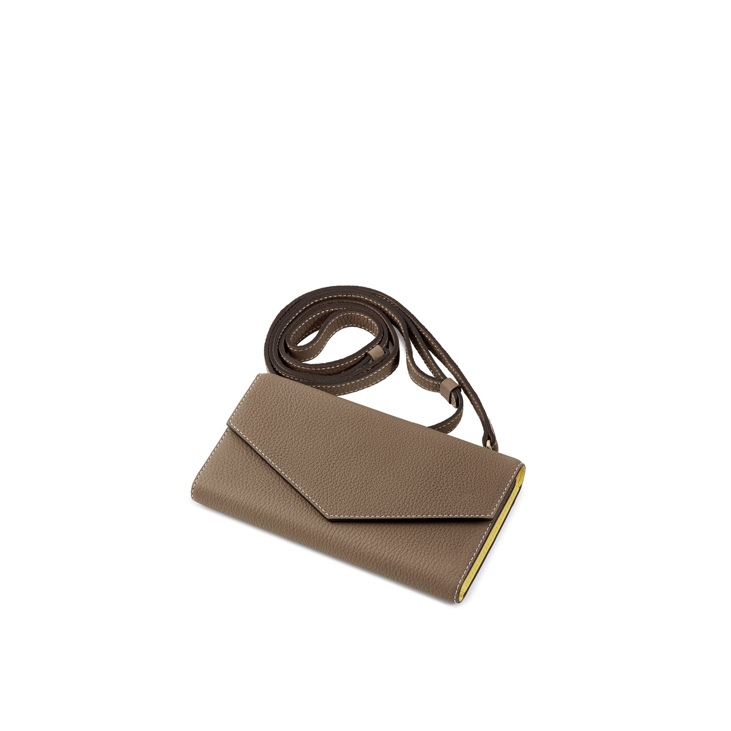 (iPhone 15 Pro) Mirror Case With Shoulder Strap, Shrink Leather