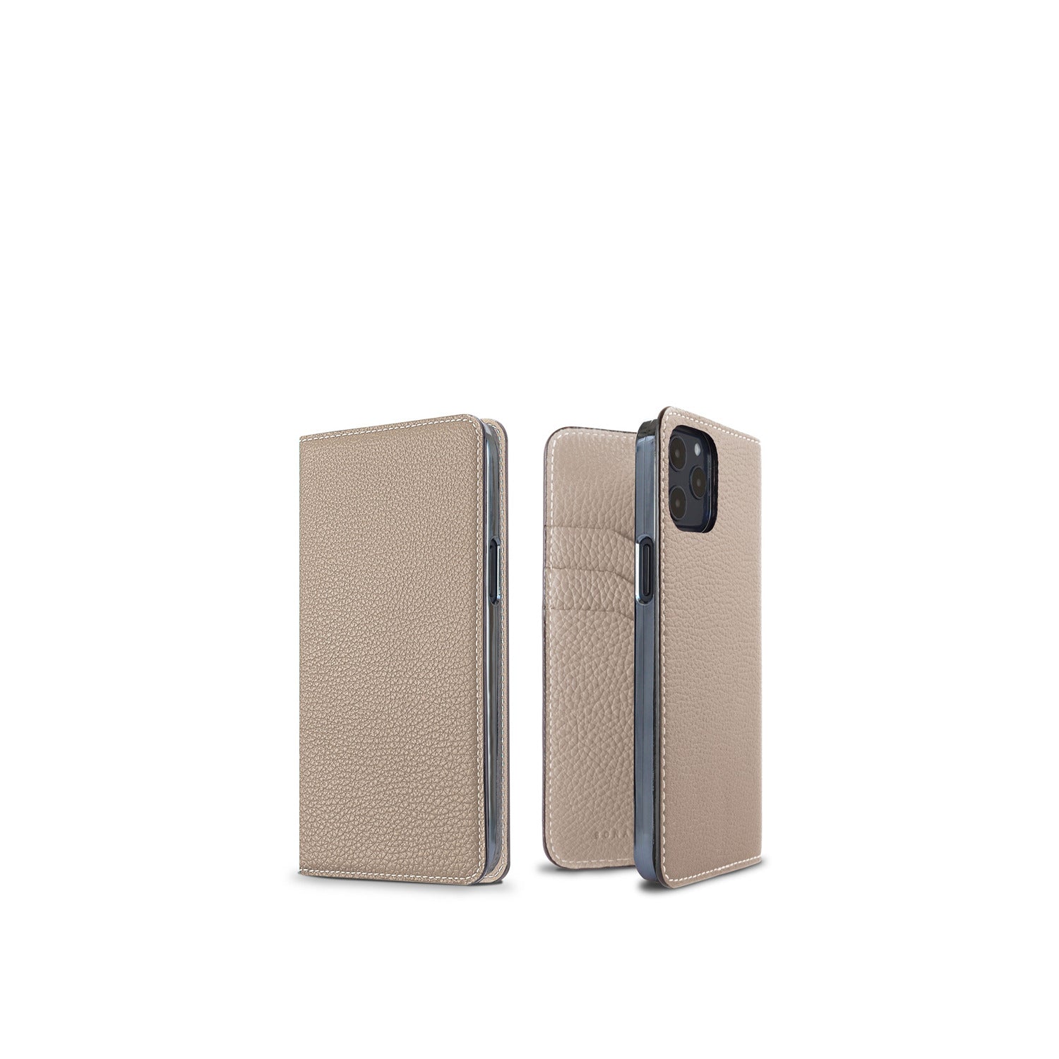 (iPhone 12 / 12 Pro) ダイアリーケース シュリンクレザー