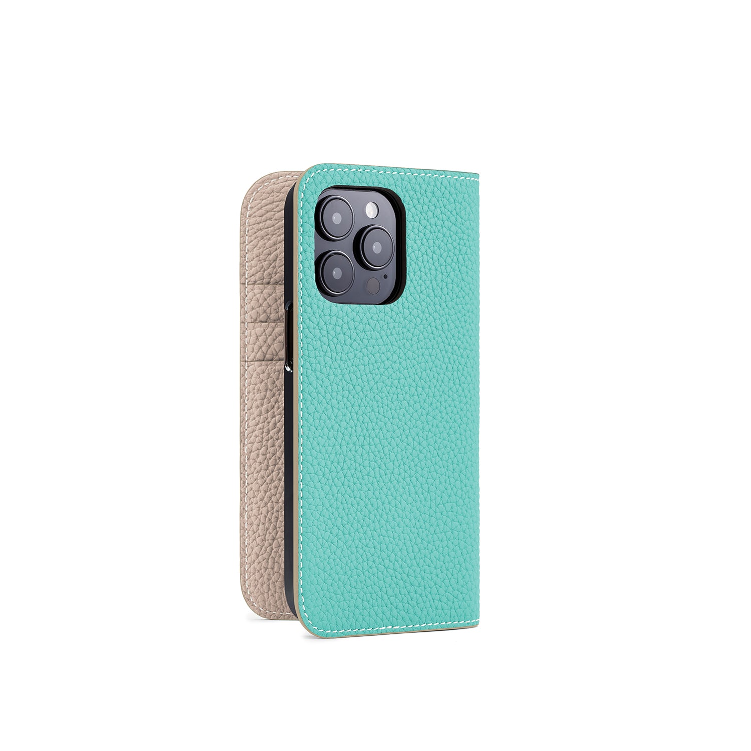 (iPhone 14 Pro) Diary Case Shrink Leather