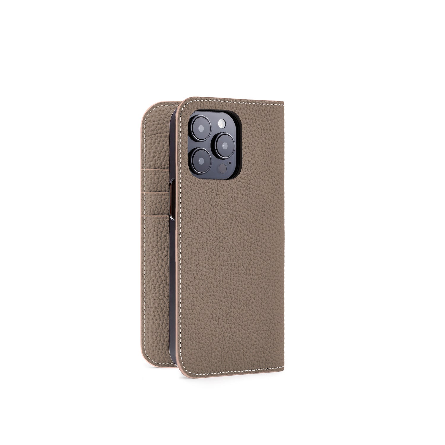 (iPhone 14 Pro) Diary Case Shrink Leather