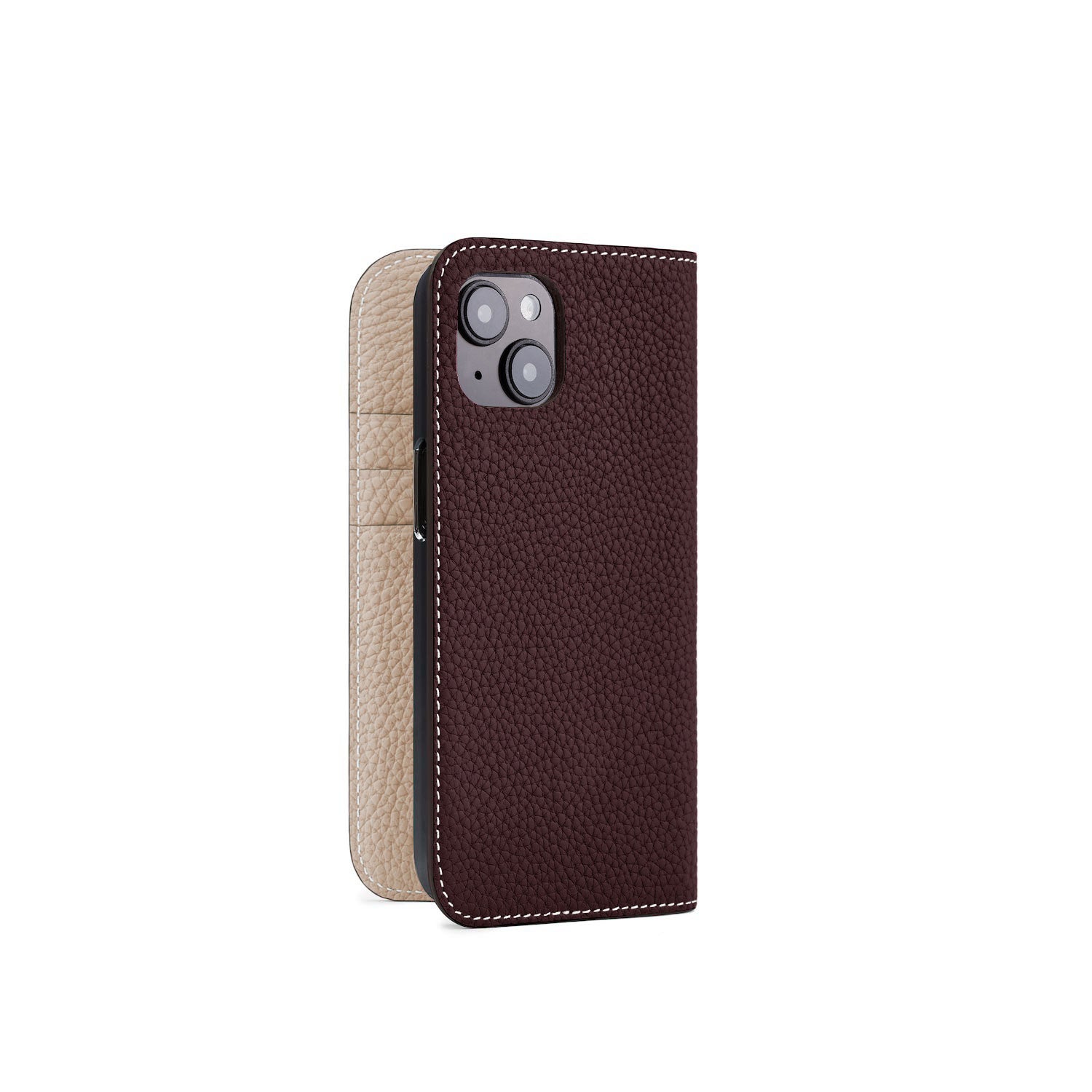 (iPhone 15) Diary Case Shrink Leather