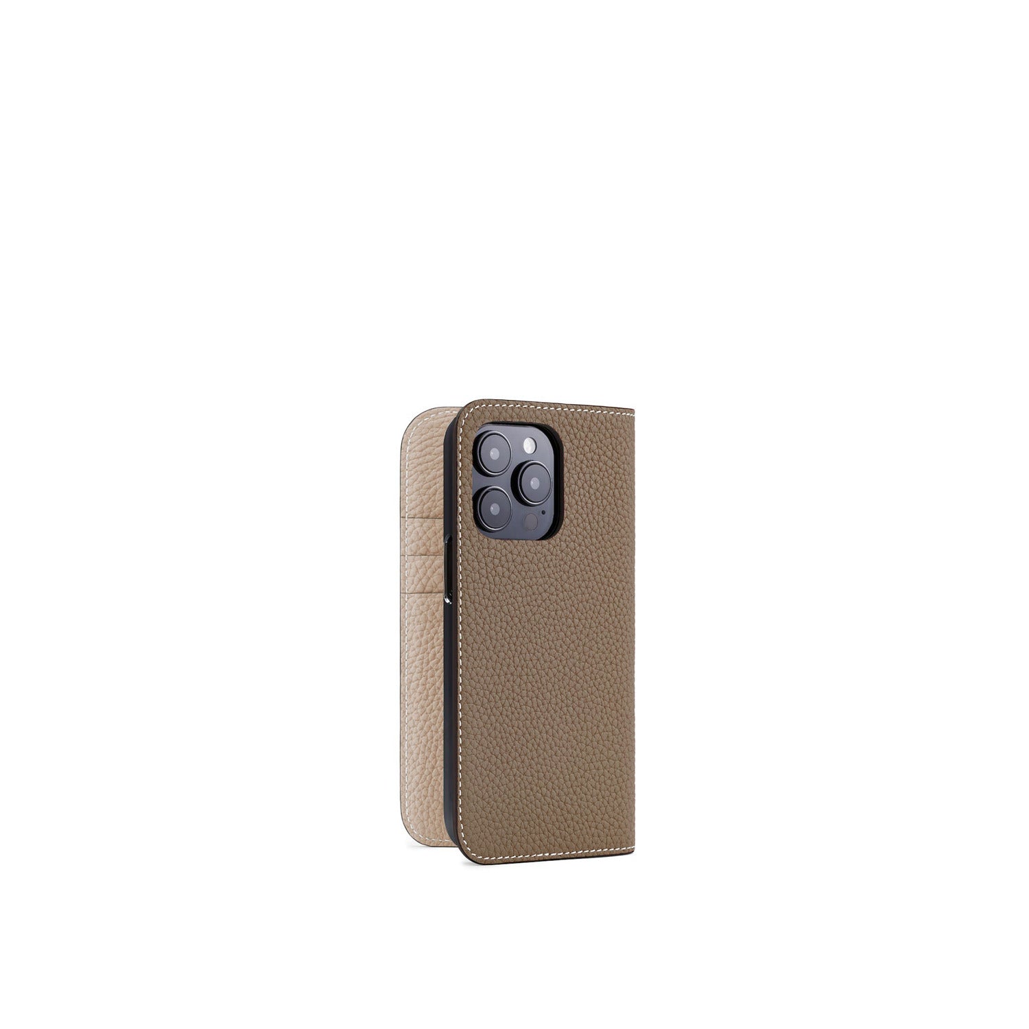 (iPhone 15 Pro) Diary Case Shrink Leather