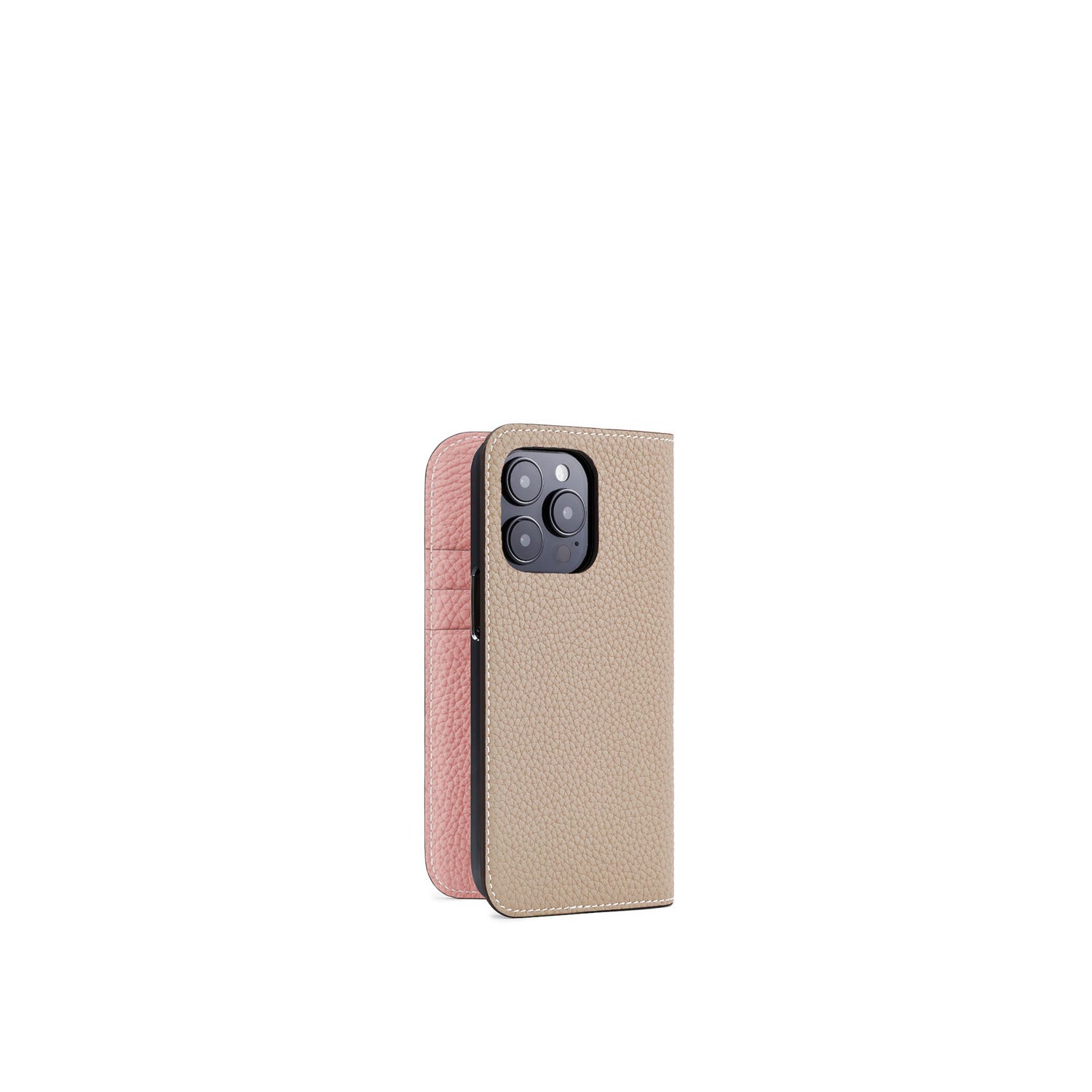 (iPhone 15 Pro) Diary Case Shrink Leather