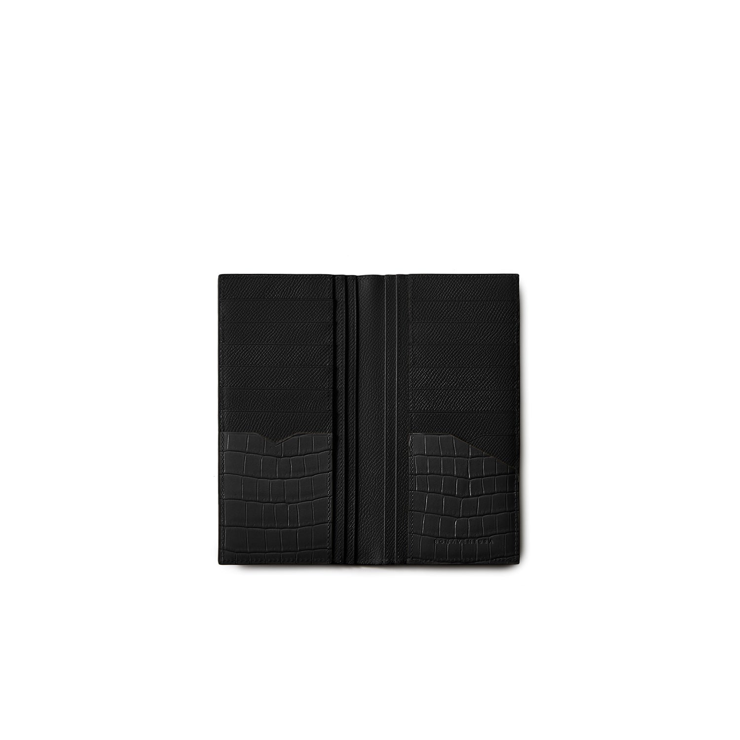 Men Vertical Wallet Nobile Leather & Embossed Croco Leather