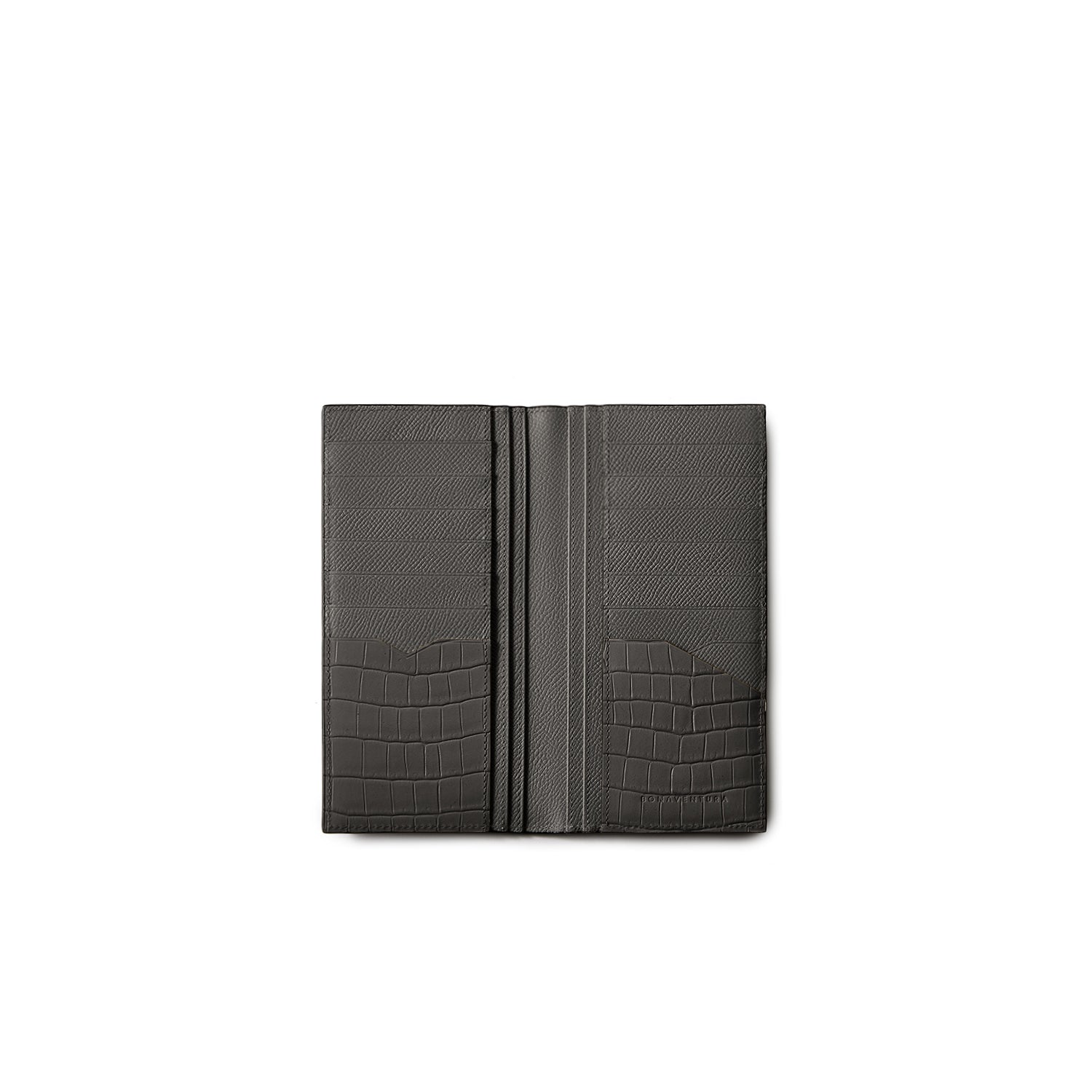Men Vertical Wallet Nobile Leather & Embossed Croco Leather
