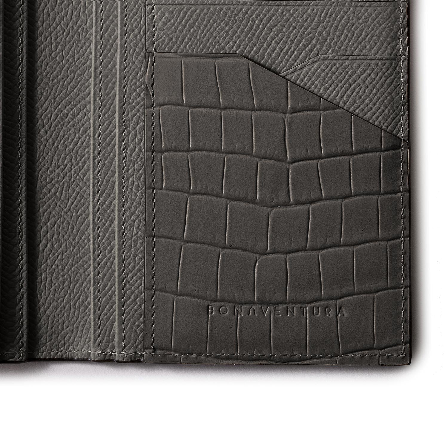 Men Vertical Wallet Nobile Leather & Embossed Croco Leather