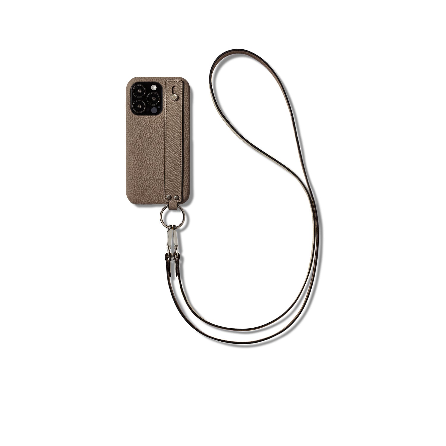 Back Cover with Handle Shoulder Strap Set Shrink Leather (iPhone 13 Pro)