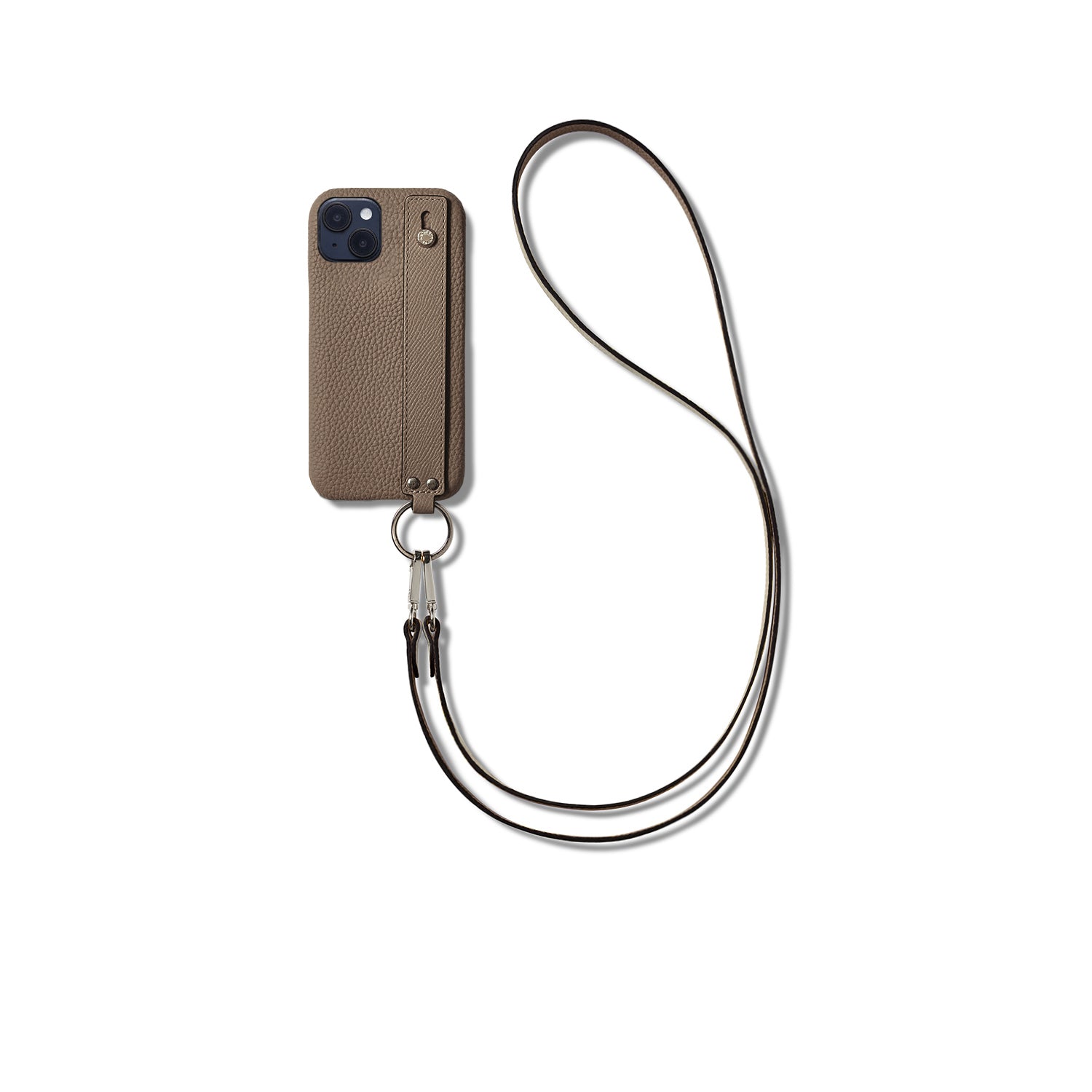 Back Cover with Handle Shoulder Strap Set Shrink Leather (iPhone 14 Plus)