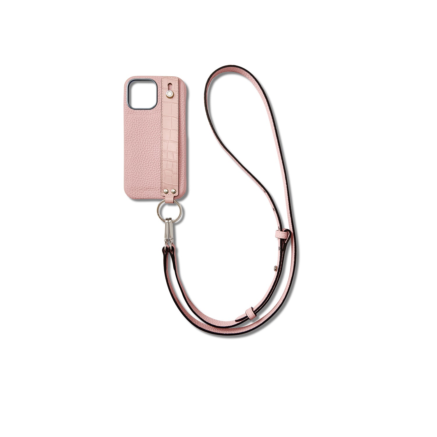Back Cover with Handle Shoulder Strap Set Shrink Leather (iPhone 15 Pro Max)