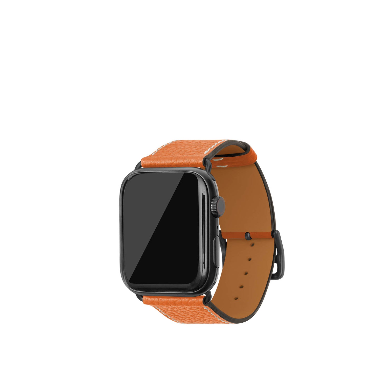 シュリンク Apple Watch レザーバンド【44mm/45mm/46mm/49mm, M/Lサイズ】 (アダプター:ブラック)