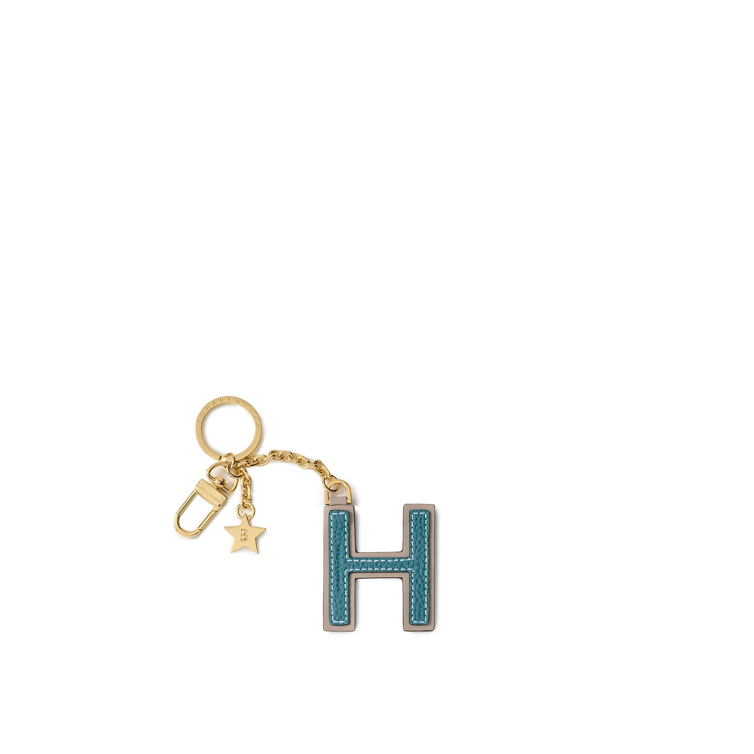 Leather Initial Charm Key Holder Shrink Leather