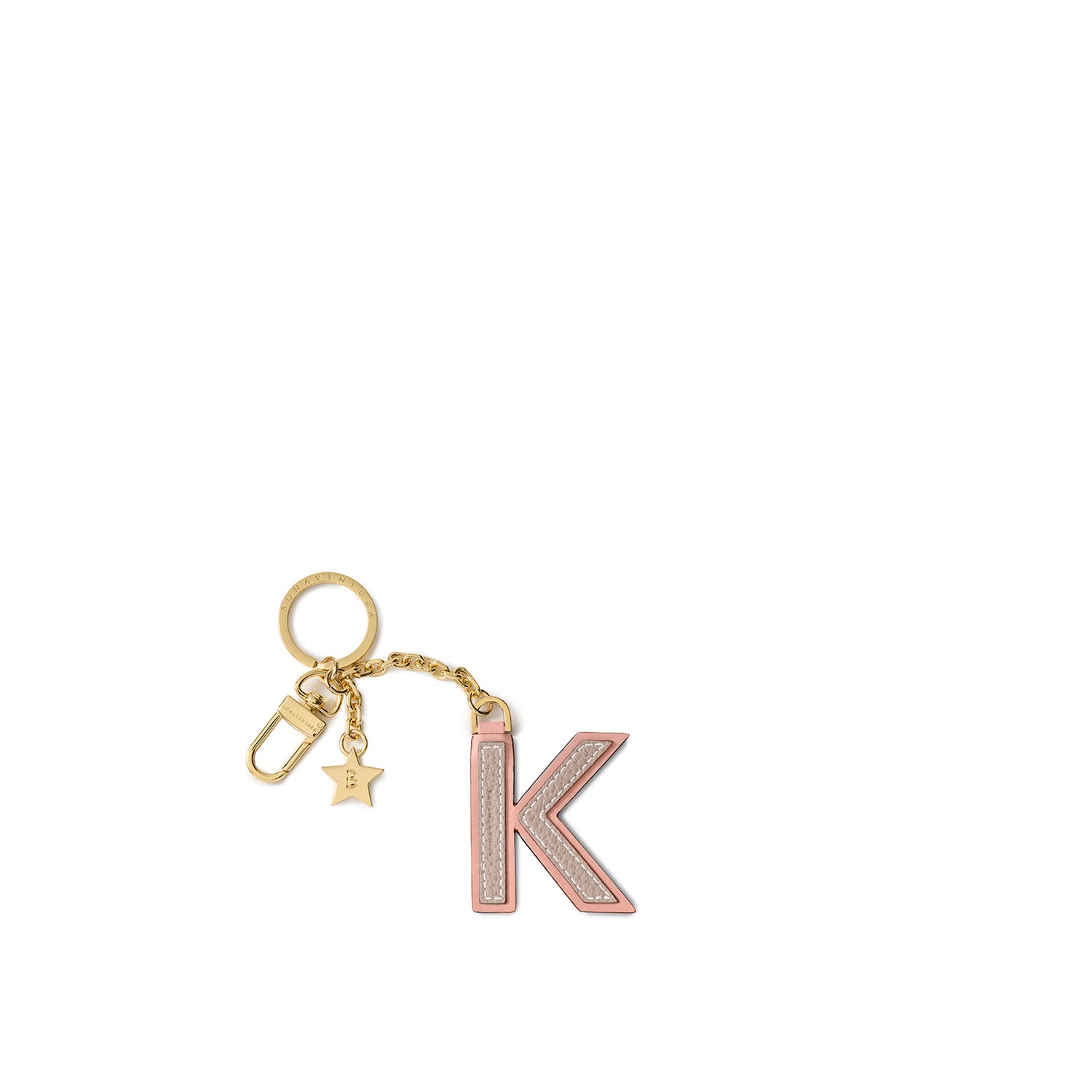 Leather Initial Charm Key Holder Shrink Leather