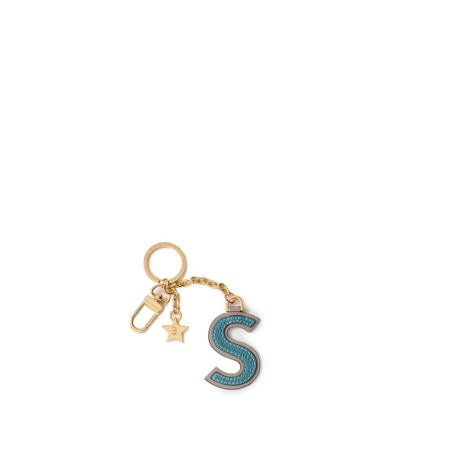Leather Initial Charm Key Holder Shrink Leather