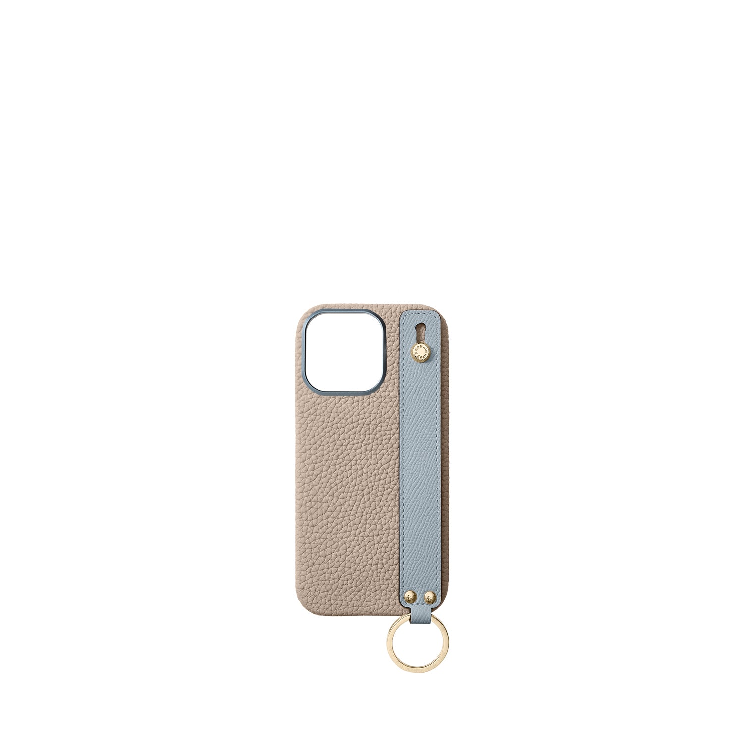 (iPhone 16 Pro) ハンドル付き バックカバーケース シュリンクレザー (ゴールド)