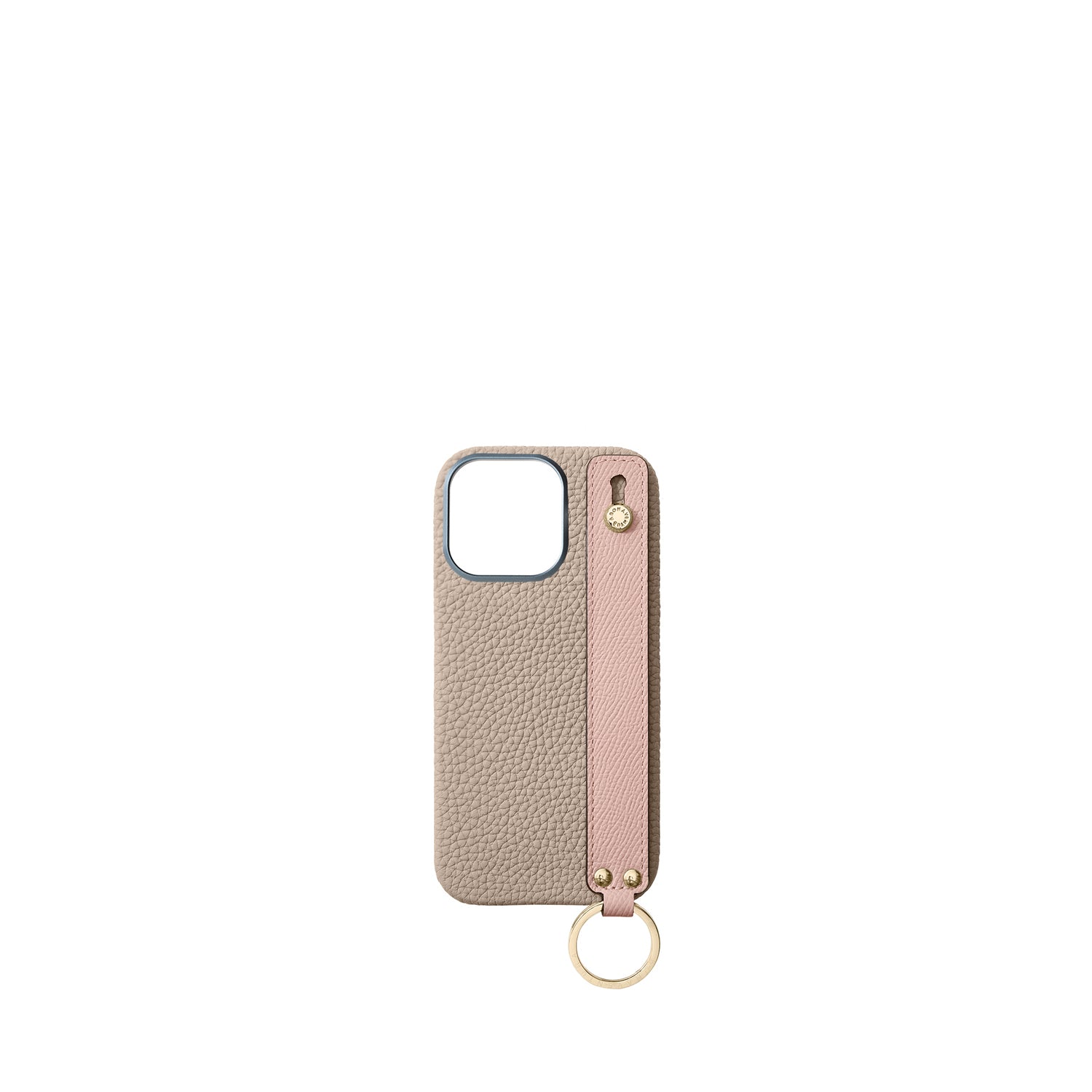 (iPhone 16 Pro) ハンドル付き バックカバーケース シュリンクレザー (ゴールド)