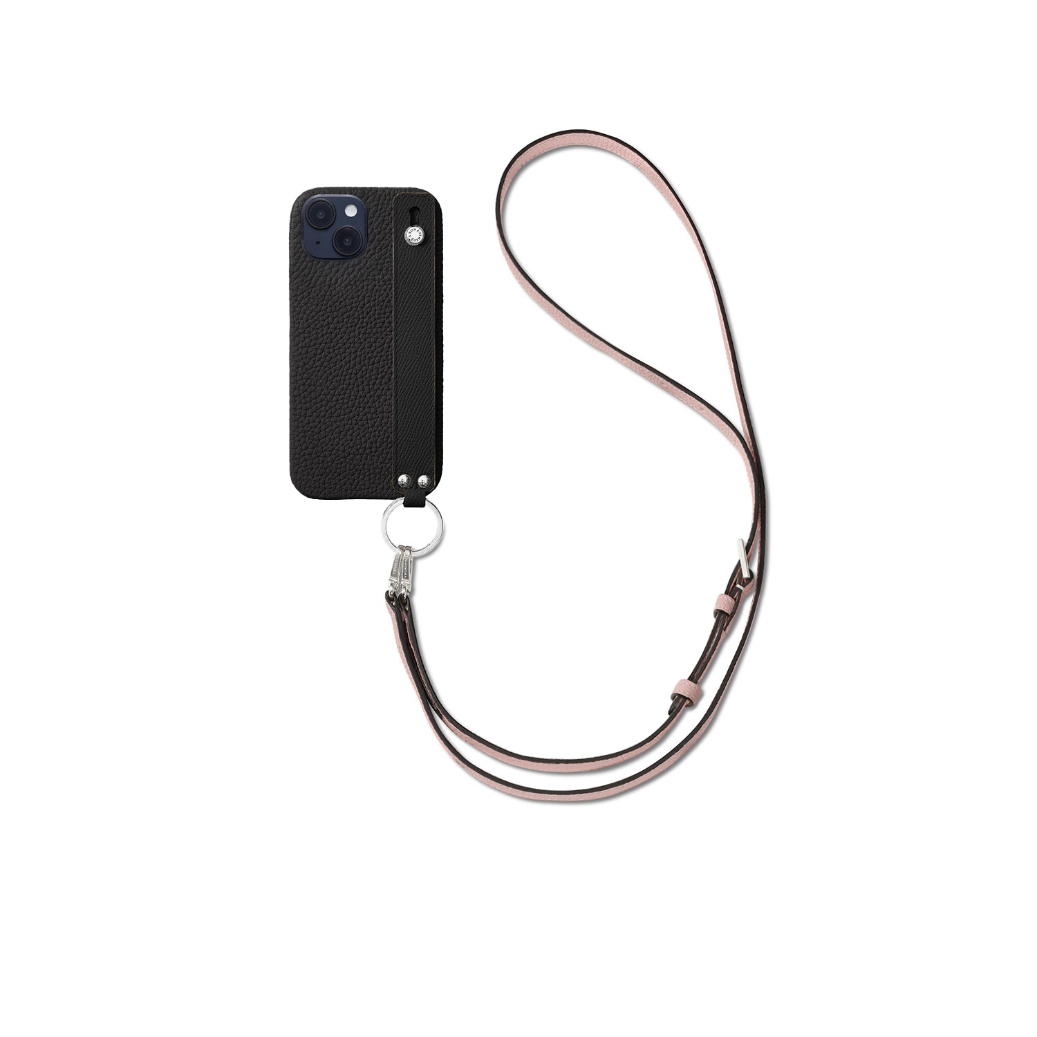 Back Cover with Handle Shoulder Strap Set Shrink Leather (iPhone 14)