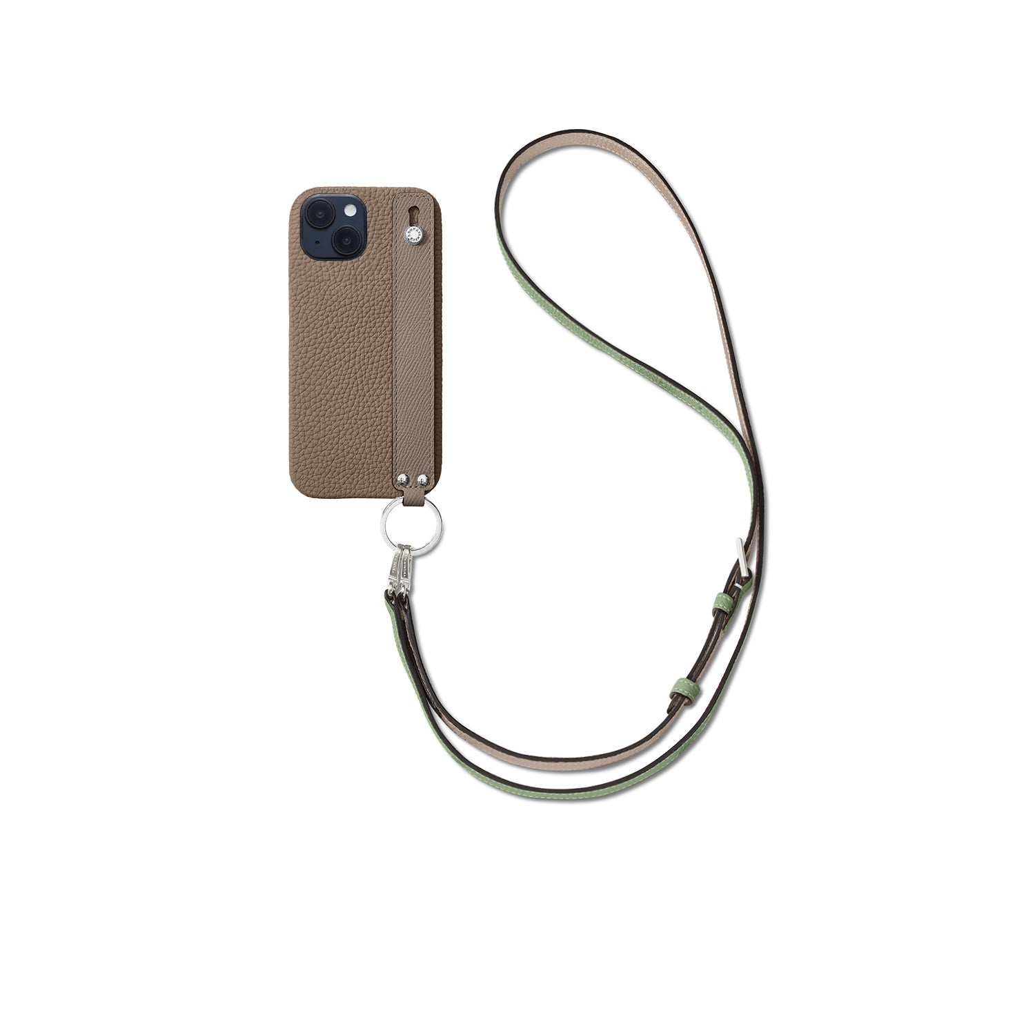 Back Cover with Handle Shoulder Strap Set Shrink Leather (iPhone 14)