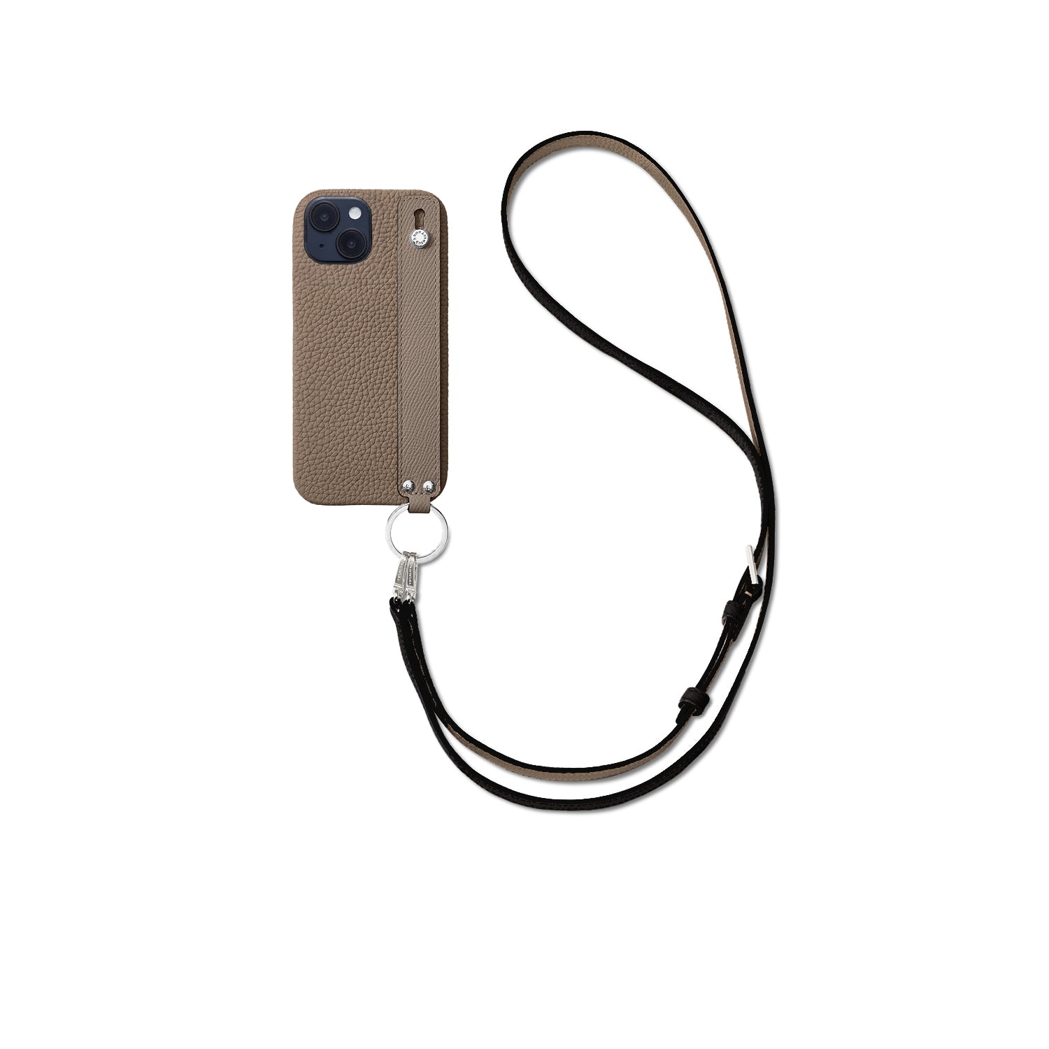 Back Cover with Handle Shoulder Strap Set Shrink Leather (iPhone 14)