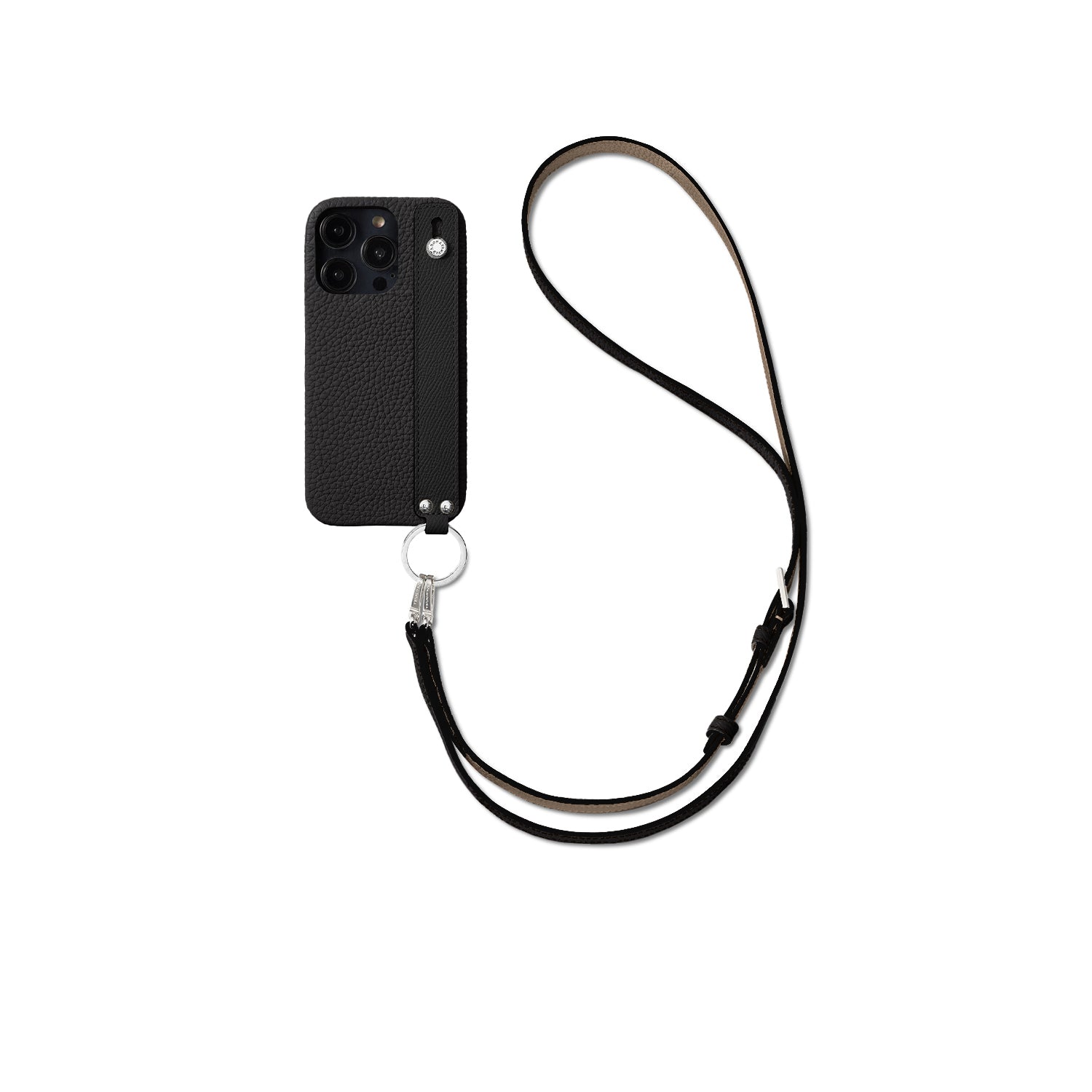 Back Cover with Handle Shoulder Strap Set Shrink Leather (iPhone 12 / 12 Pro)