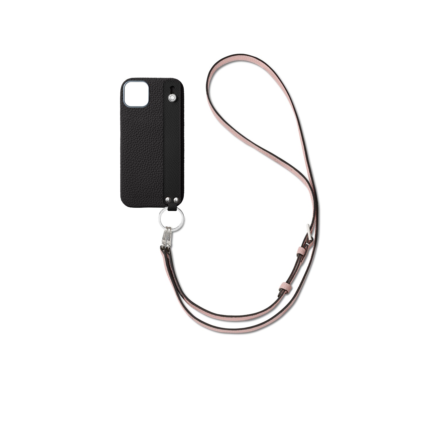 (iPhone 16 Plus) ハンドル付き バックカバーケース ストラップ付き シュリンクレザー