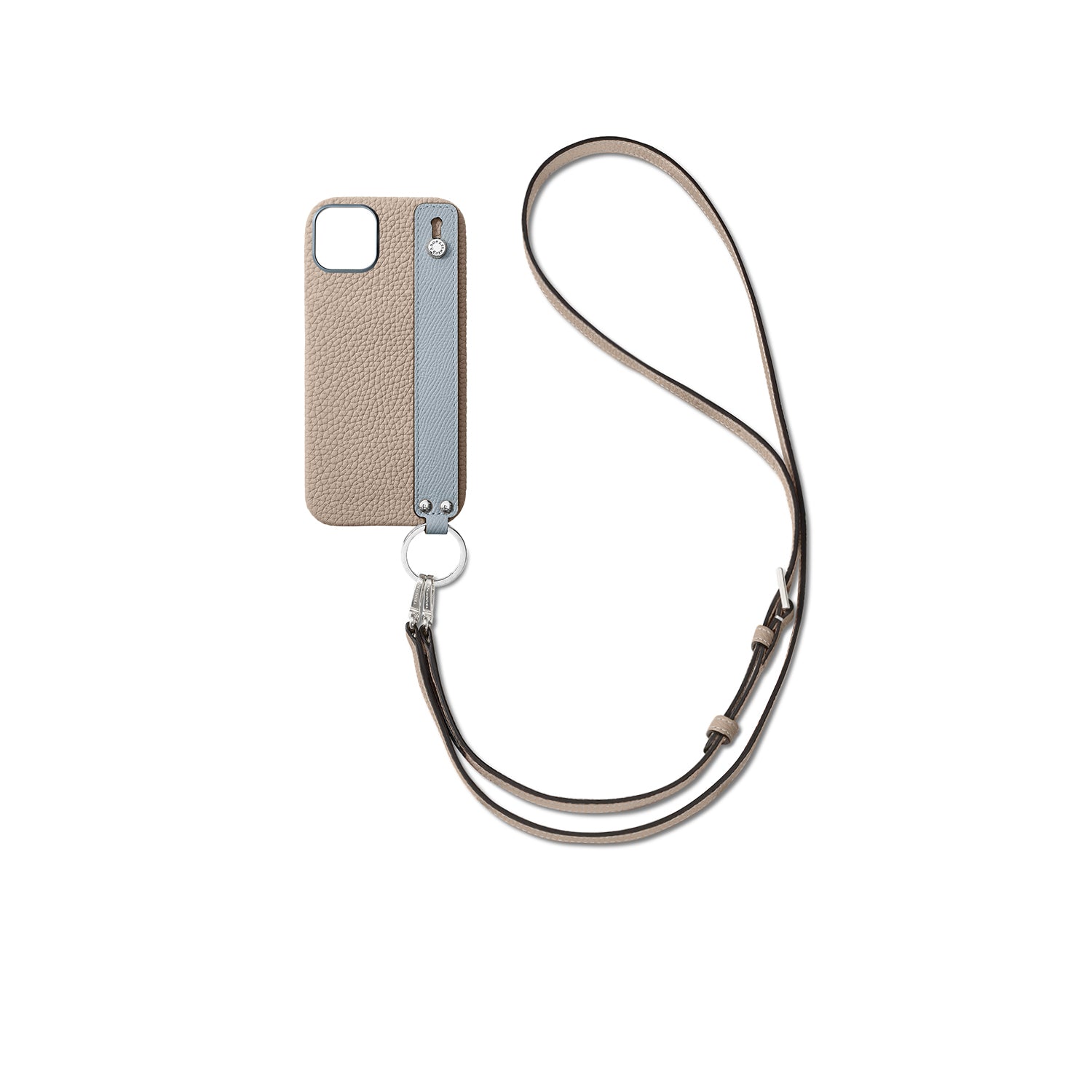 Back Cover with Handle Shoulder Strap Set Shrink Leather (iPhone 15 Plus)