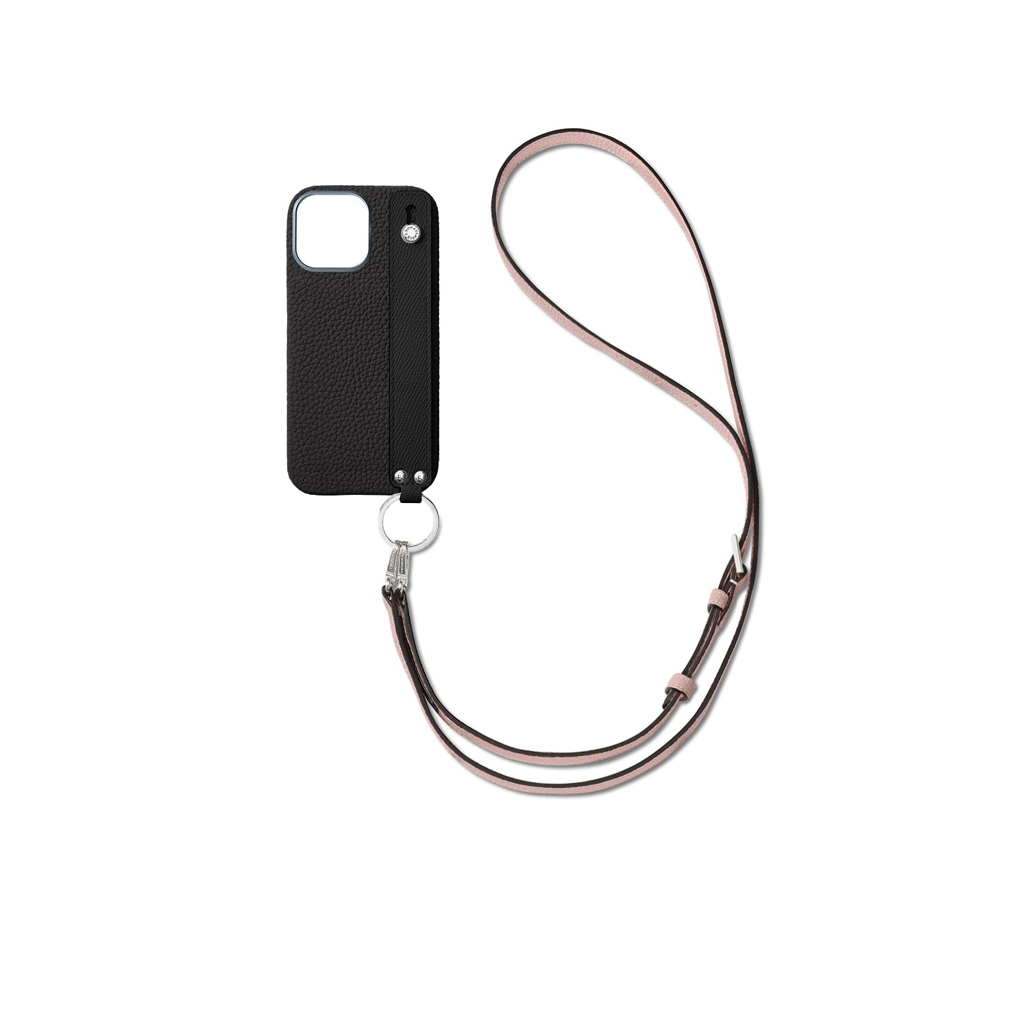 Back Cover with Handle Shoulder Strap Set Shrink Leather (iPhone 15 Pro Max)