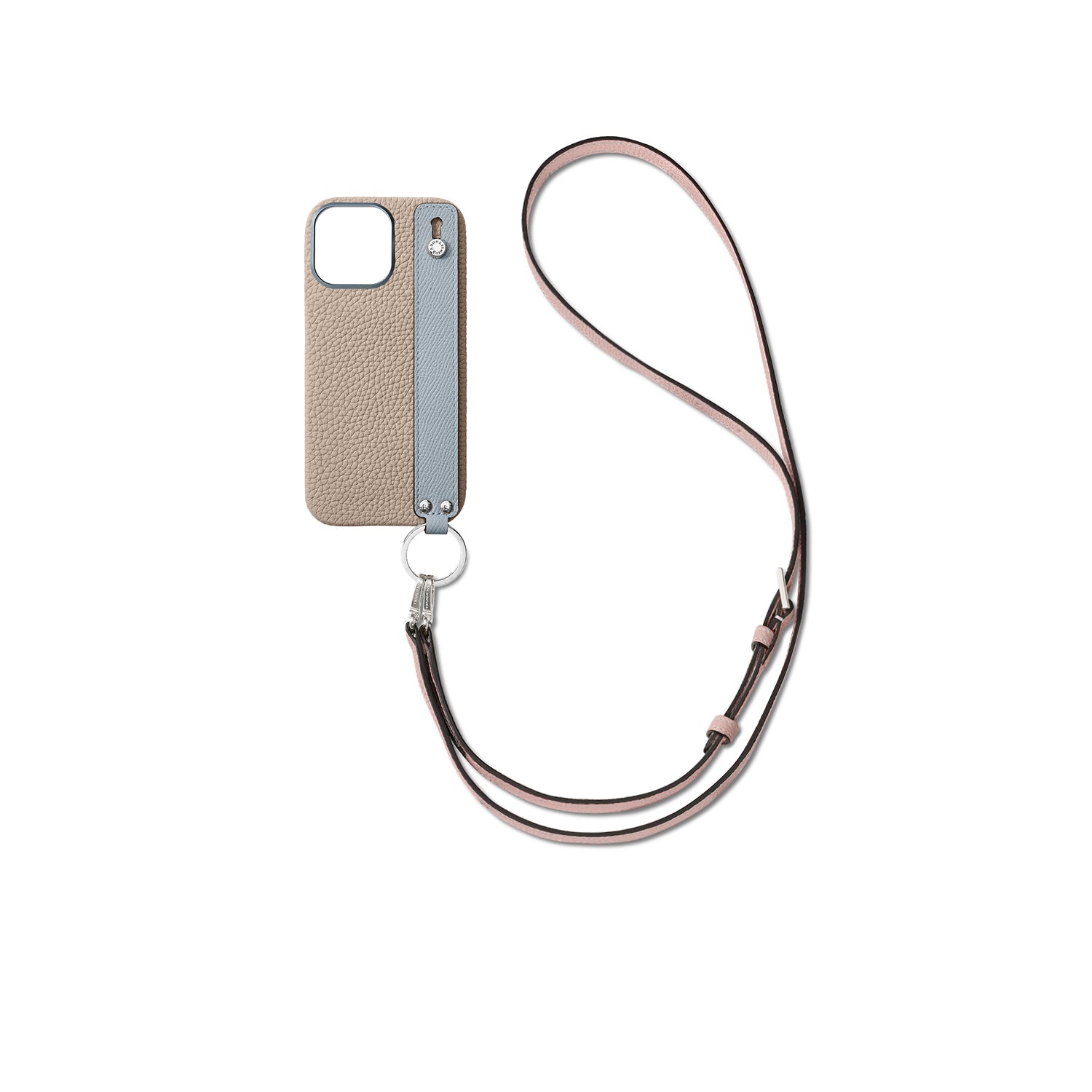 Back Cover with Handle Shoulder Strap Set Shrink Leather (iPhone 15 Pro Max)