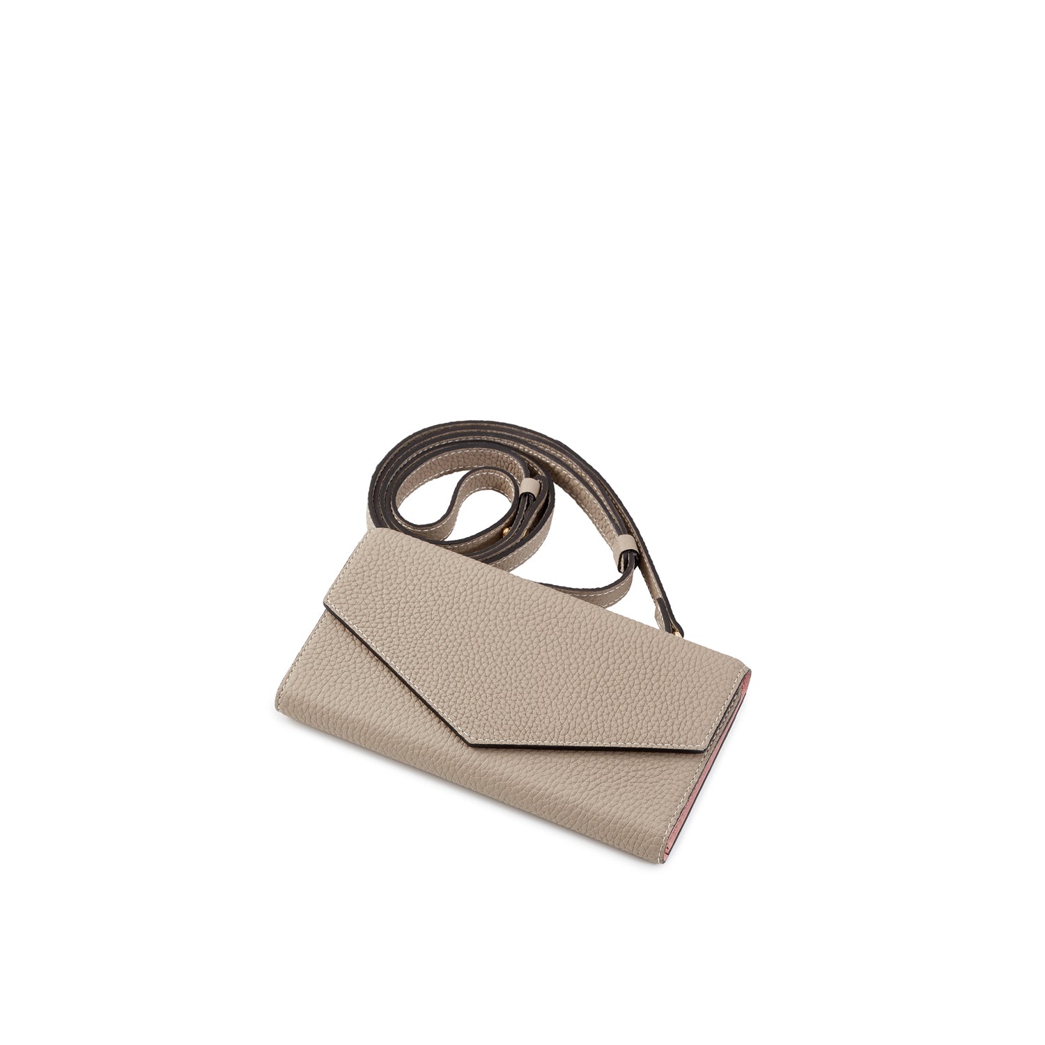 (iPhone 14) ミラーケース 肩掛け ストラップ付き シュリンクレザー