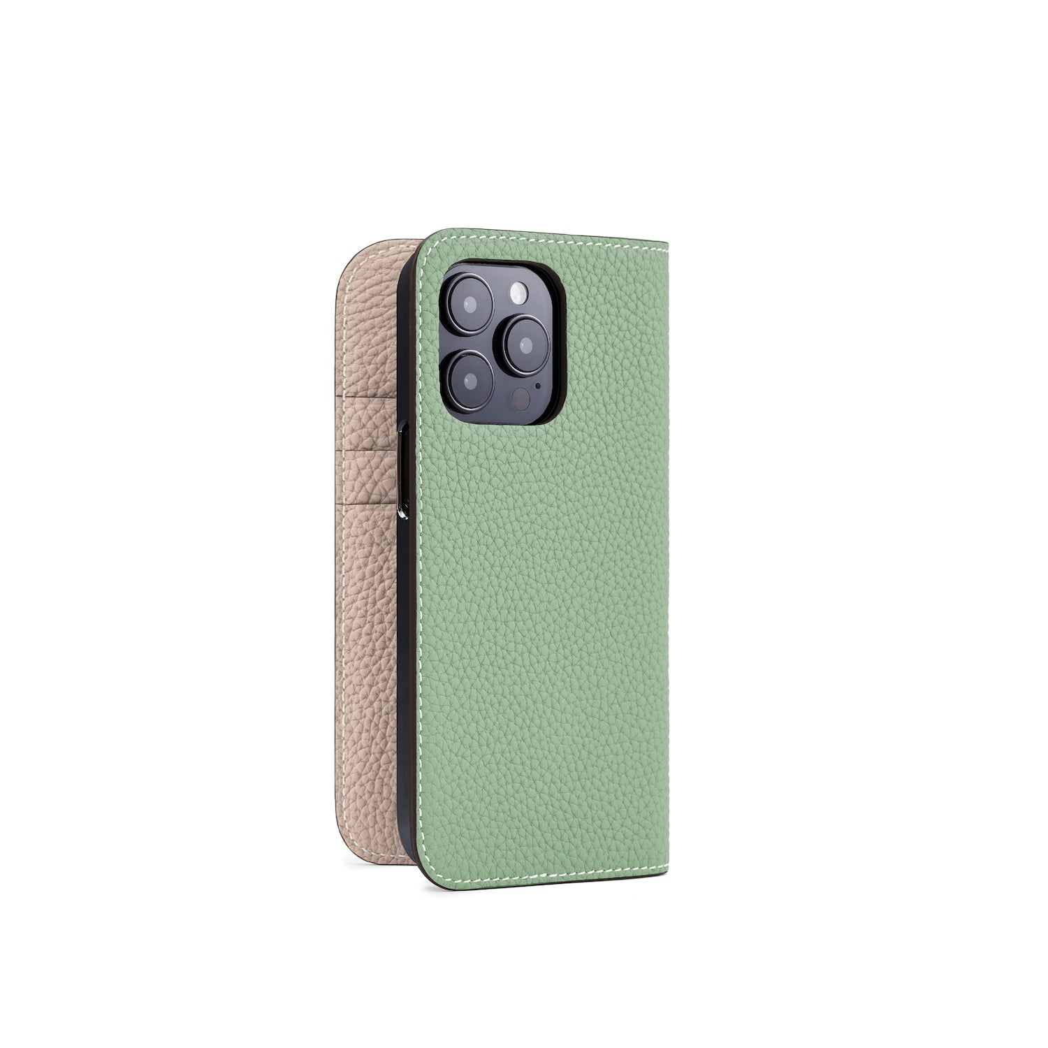 (iPhone 14 Pro) Diary Case Shrink Leather