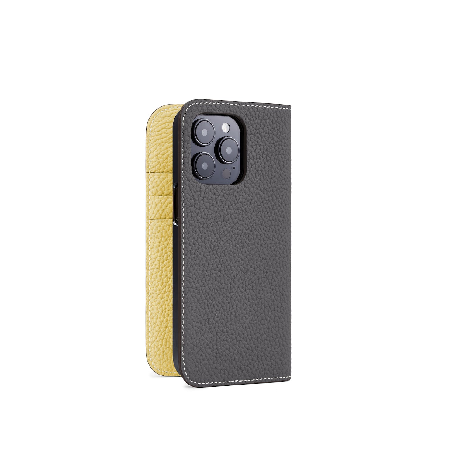 (iPhone 14 Pro) Diary Case Shrink Leather