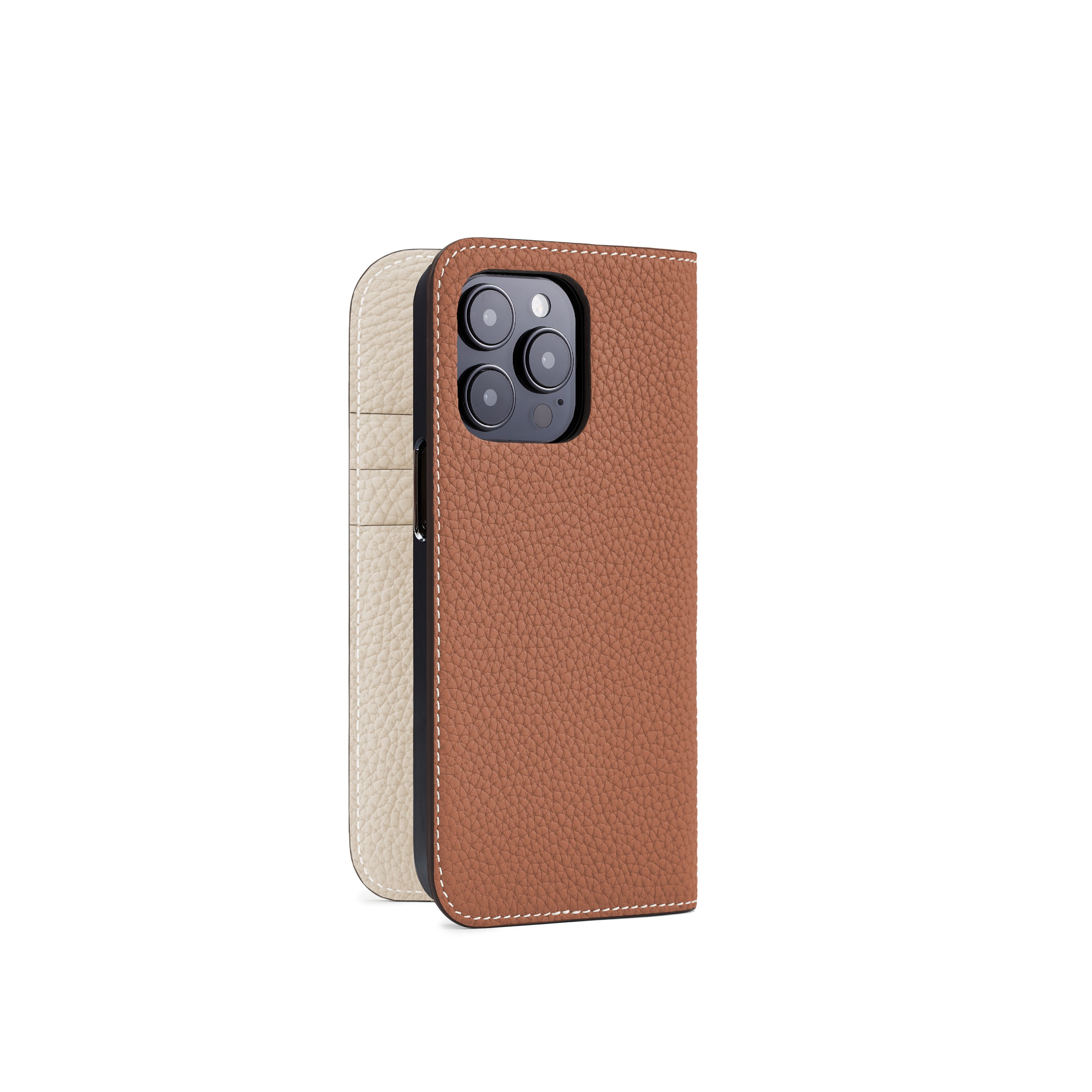 (iPhone 14 Pro) Diary Case Shrink Leather