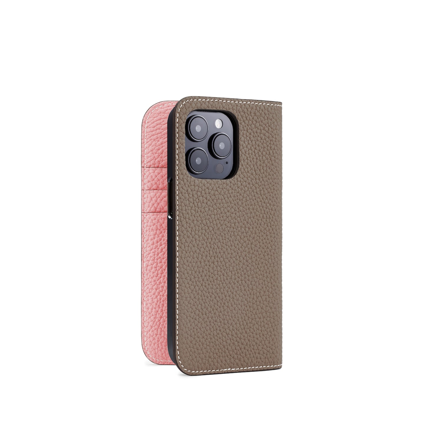 (iPhone 14 Pro) Diary Case Shrink Leather