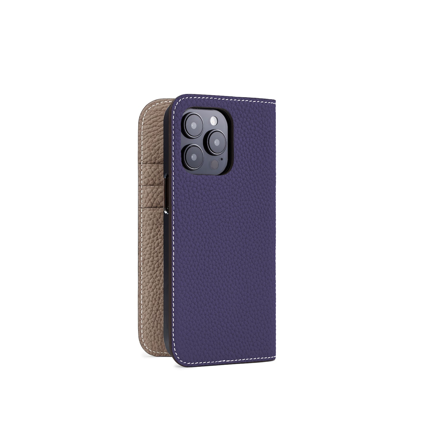 (iPhone 14 Pro) Diary Case Shrink Leather