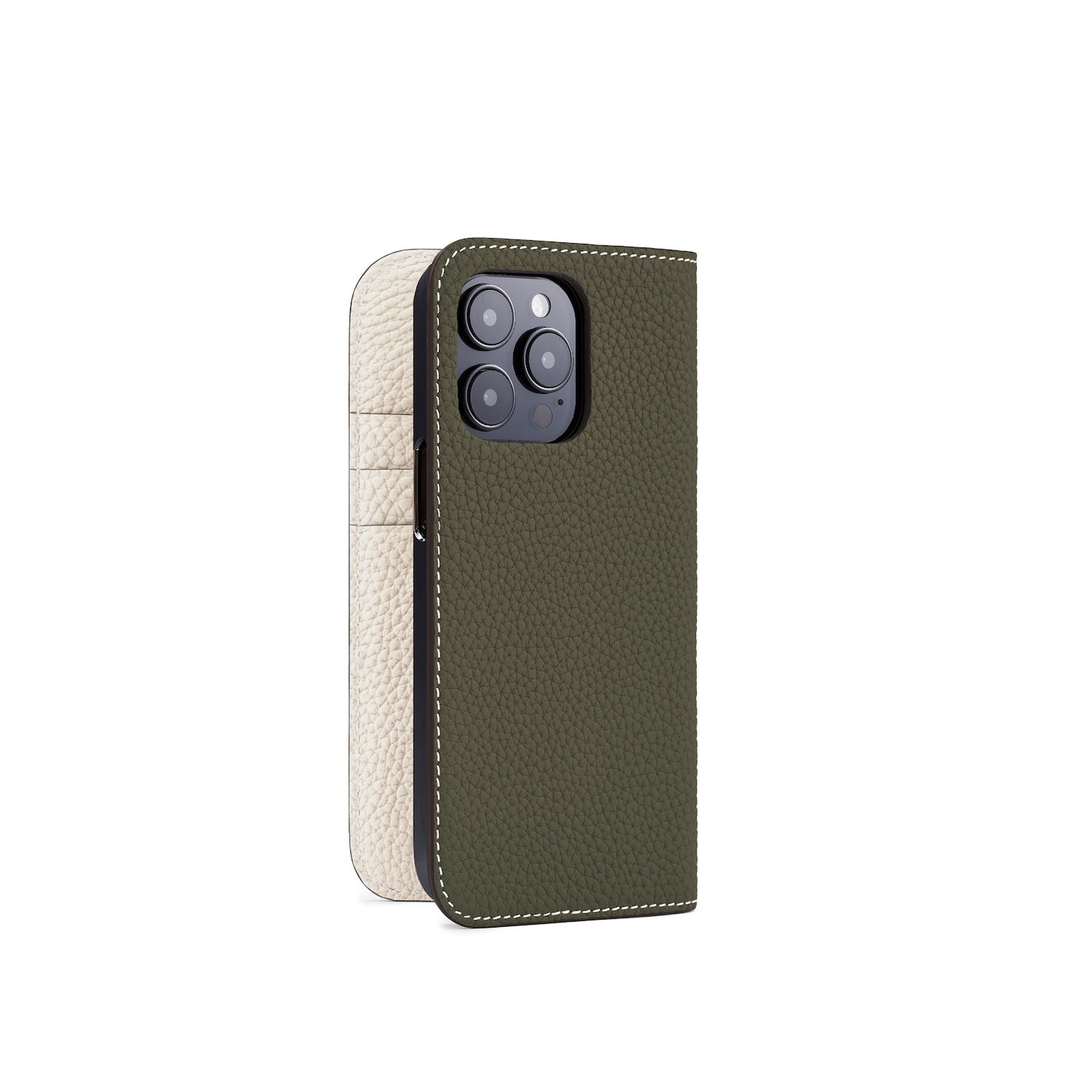 (iPhone 14 Pro) Diary Case Shrink Leather