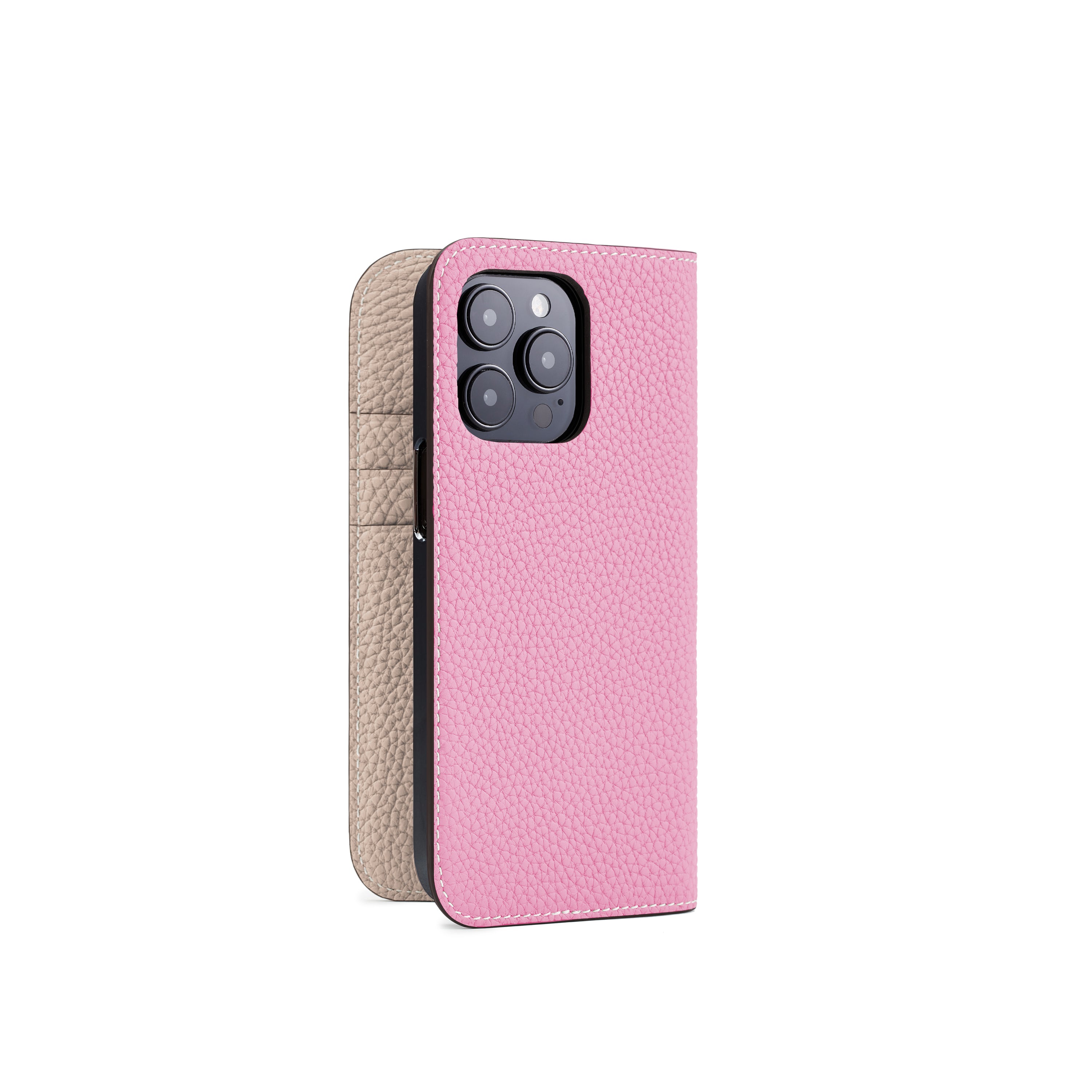 (iPhone 14 Pro) Diary Case Shrink Leather