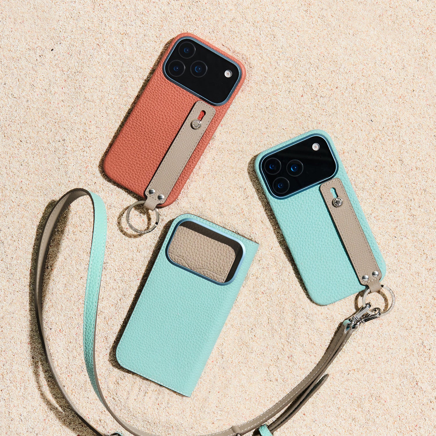 Back Cover Case with Handle Shrink Leather (iPhone 16 Pro