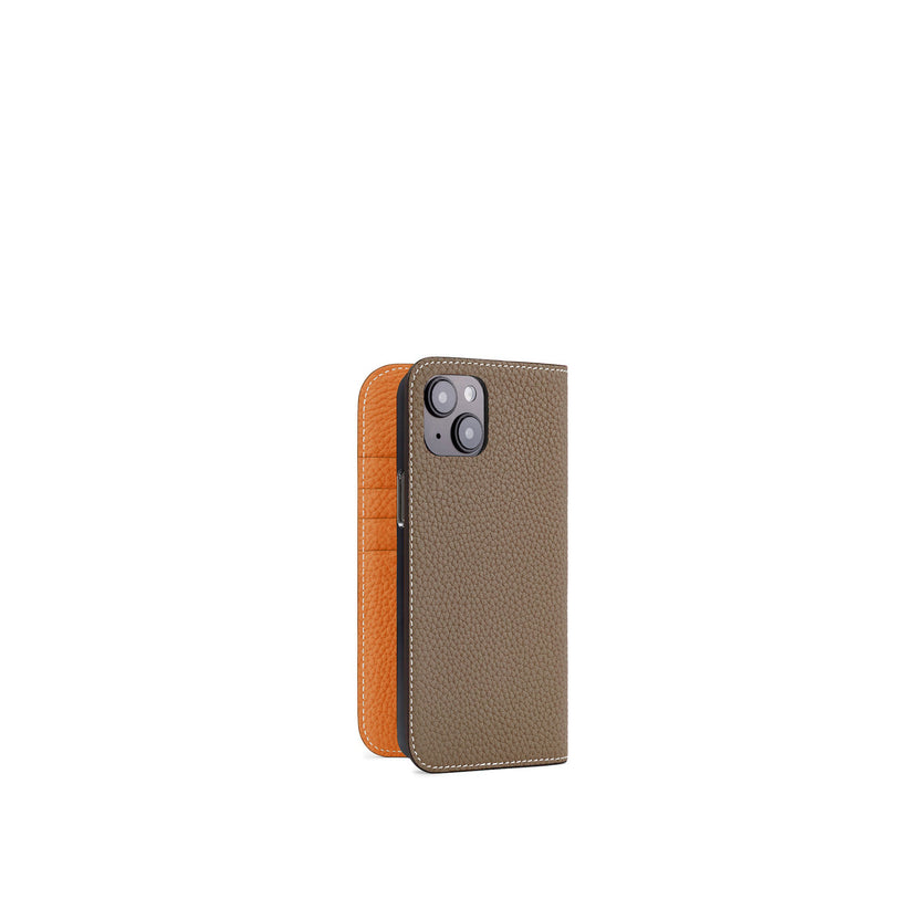 (iPhone 15 Plus) Diary Case Shrink Leather