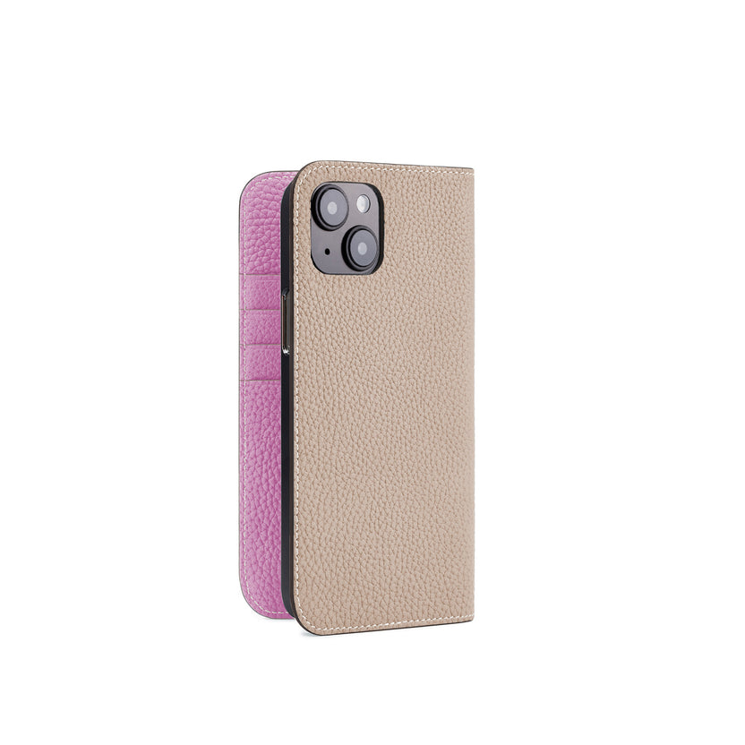 (iPhone 15 Plus) Diary Case Shrink Leather