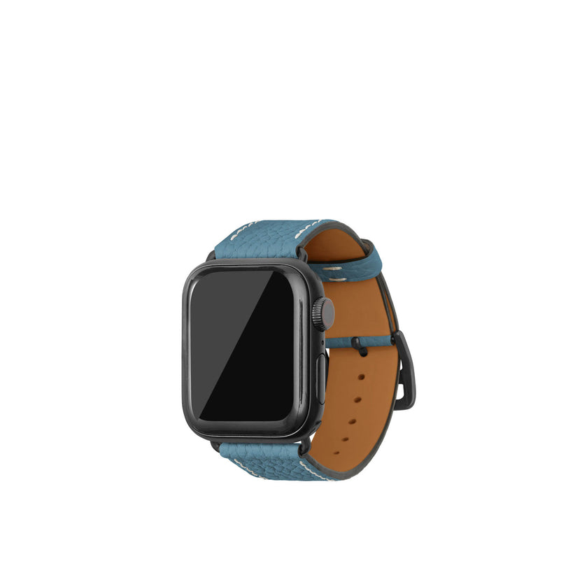 シュリンク Apple Watch レザーバンド【38mm/40mm/41mm/42mm, M/Lサイズ】 (アダプター：ブラック)