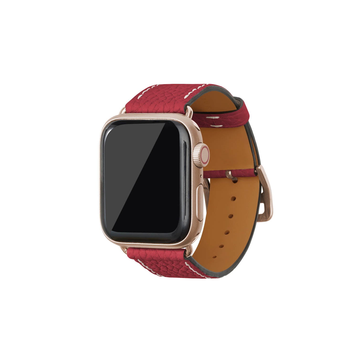 Apple Watch レザーバンド【38mm/40mm/41mm/42mm, M/Lサイズ】 (アダプター：ゴールド)