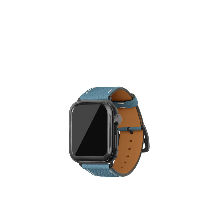 シュリンク Apple Watch レザーバンド【38mm/40mm/41mm/42mm, S/Mサイズ】 (アダプター：ブラック)