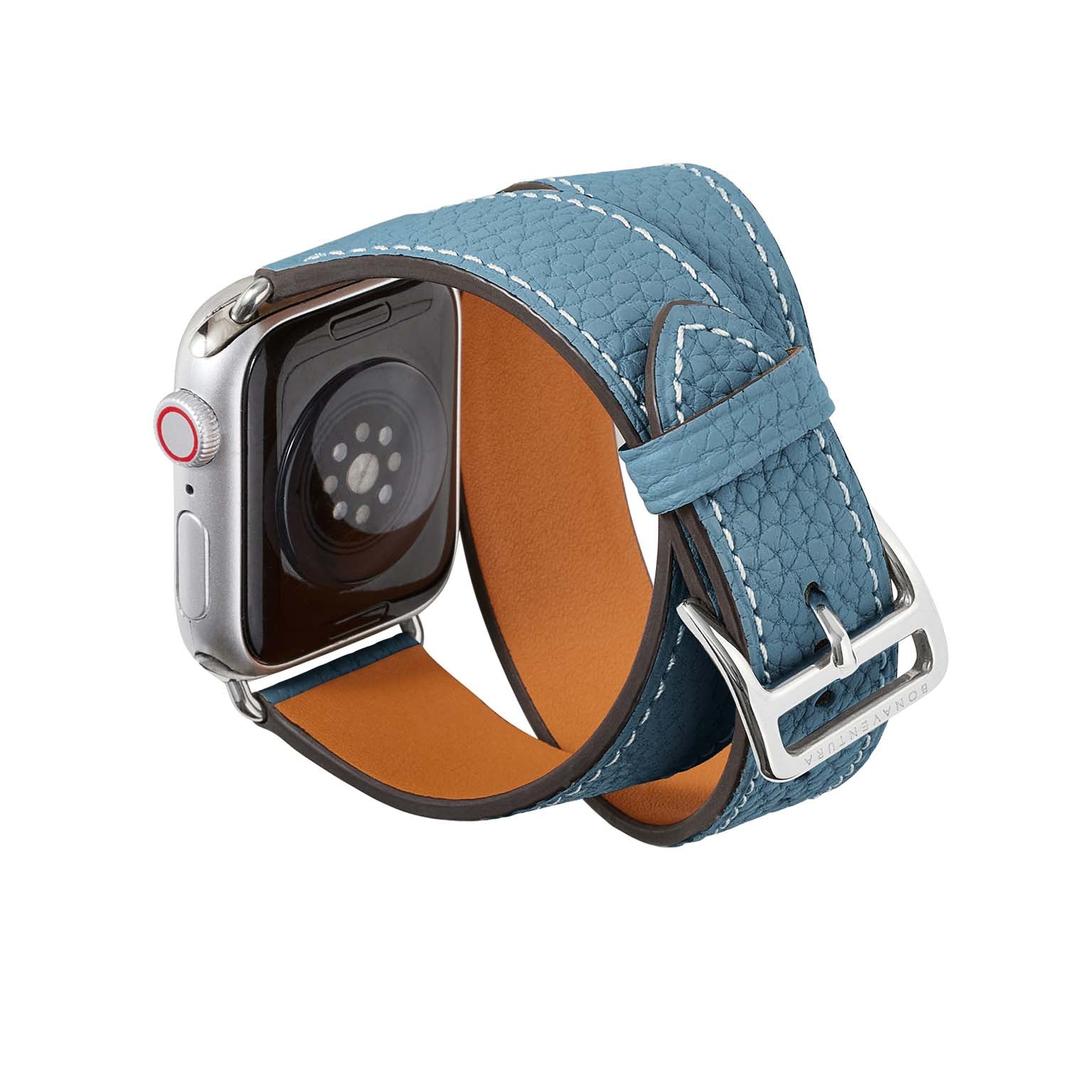 สายหนัง Apple Watch Double Tour แบบ Shrink Leather [38 มม./40 มม./41 มม.] (อะแดปเตอร์: สีเงิน)