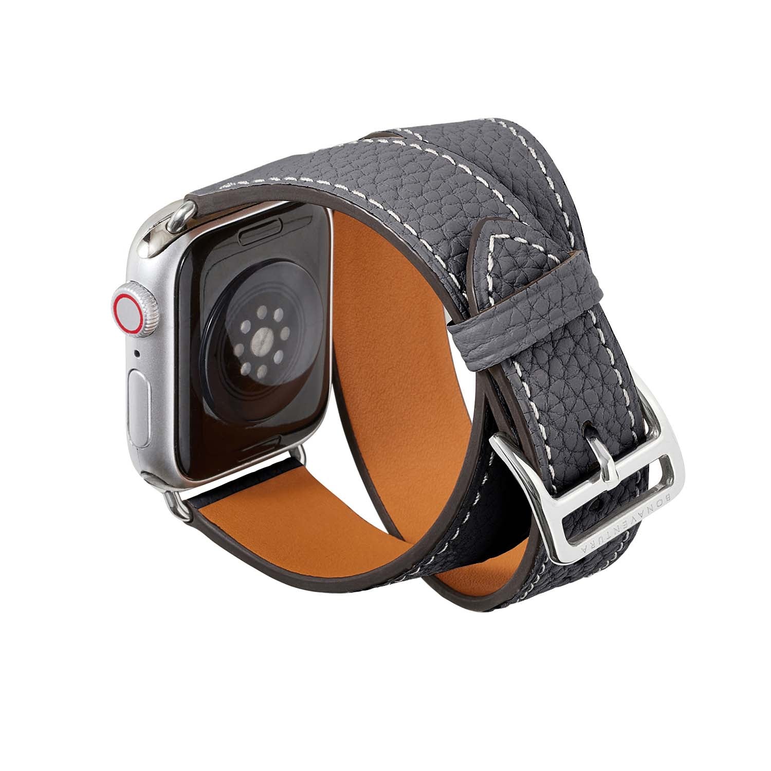 สายหนัง Apple Watch Double Tour แบบ Shrink Leather [38 มม./40 มม./41 มม.] (อะแดปเตอร์: สีเงิน)