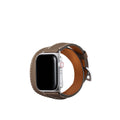 Shrink Leather Double Tour Apple Watch Band 38/40/41mm (Silver Adapter)