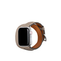Shrink Leather Double Tour Apple Watch Band 38/40/41mm (Silver Adapter)