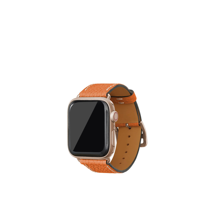 シュリンク Apple Watch レザーバンド【38mm/40mm/41mm/42mm, S/Mサイズ】 (アダプター：ゴールド)