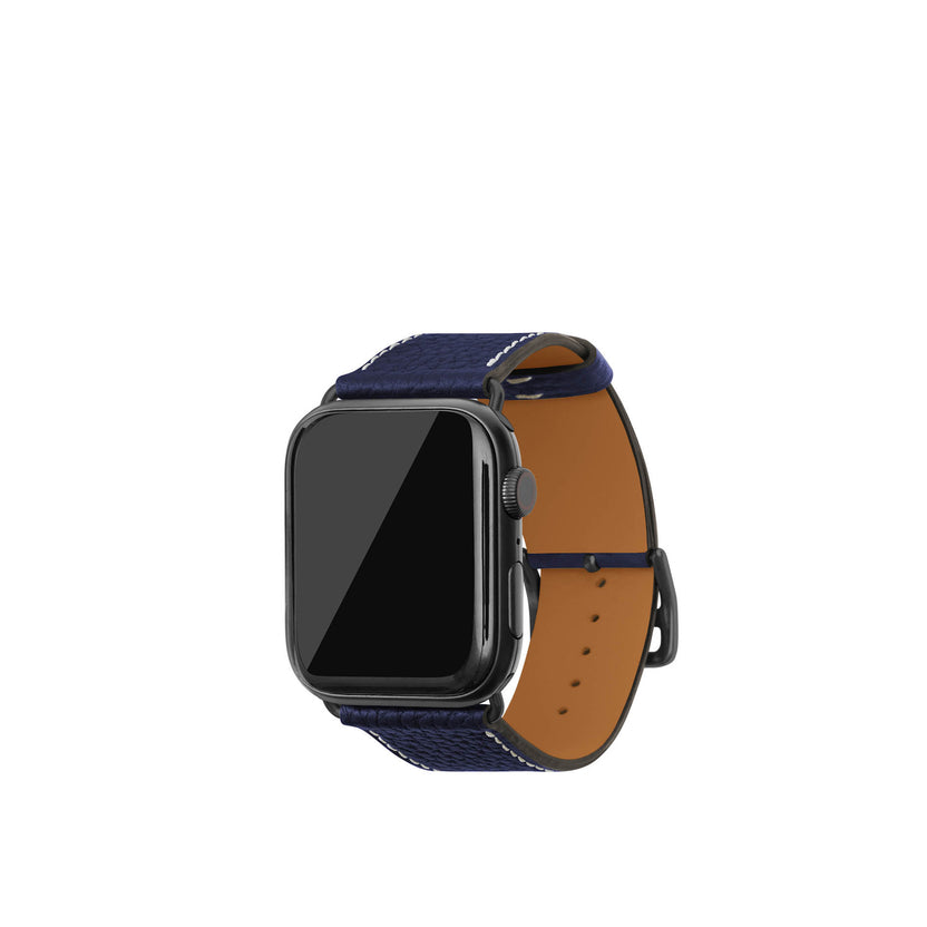 シュリンク Apple Watch レザーバンド【44mm/45mm/46mm/49mm, M/Lサイズ】 (アダプター：ブラック)