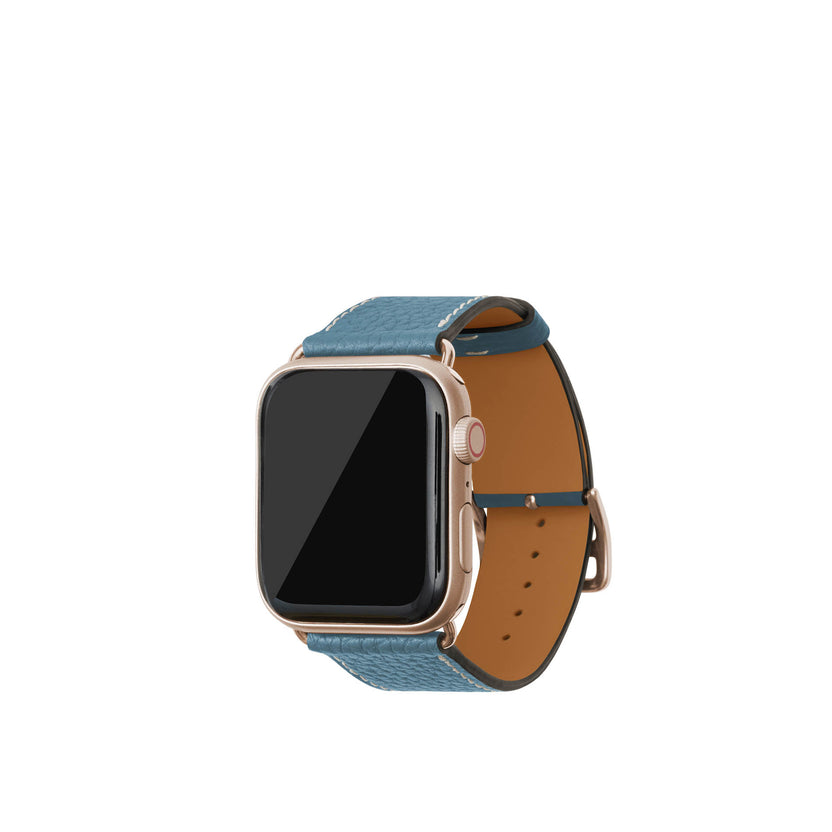 シュリンク Apple Watch レザーバンド【44mm/45mm/46mm/49mm, M/Lサイズ】 (アダプター：ゴールド)