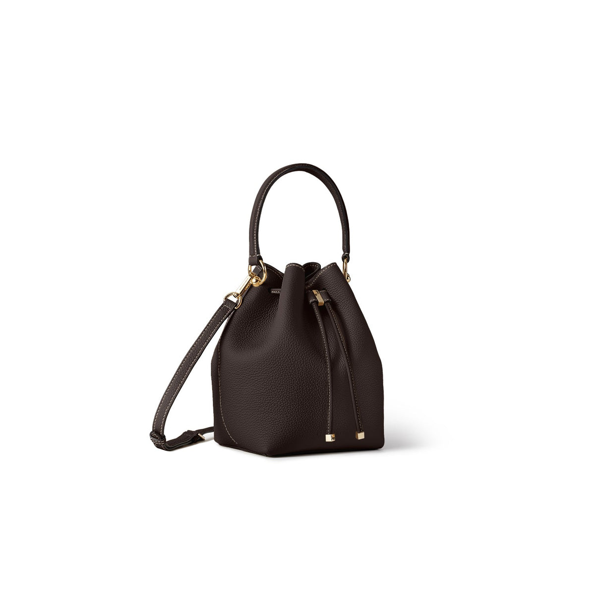 Angelica Bucket Bag Shrink Leather (Chocolate Brown)