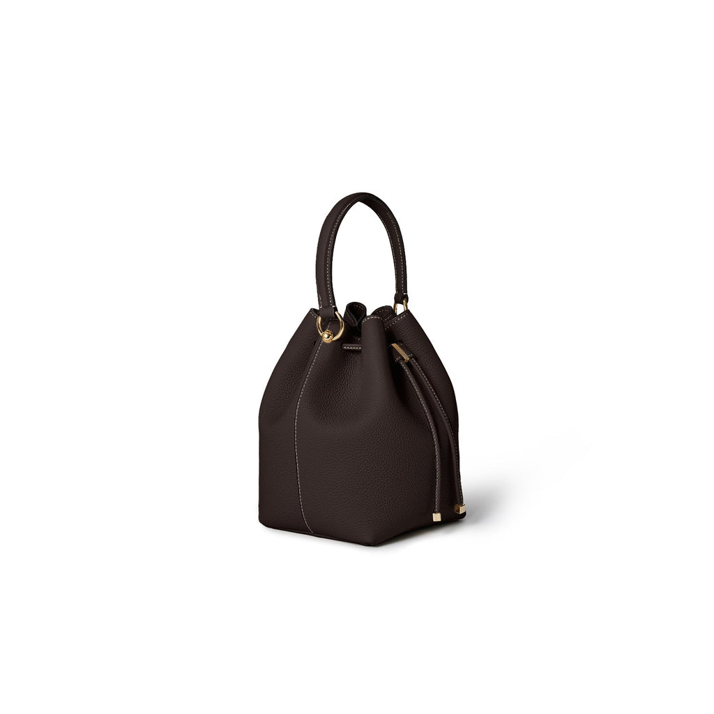 Angelica Bucket Bag Shrink Leather (Chocolate Brown)